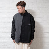 (EX273) Black Denim Patchwork Shirt