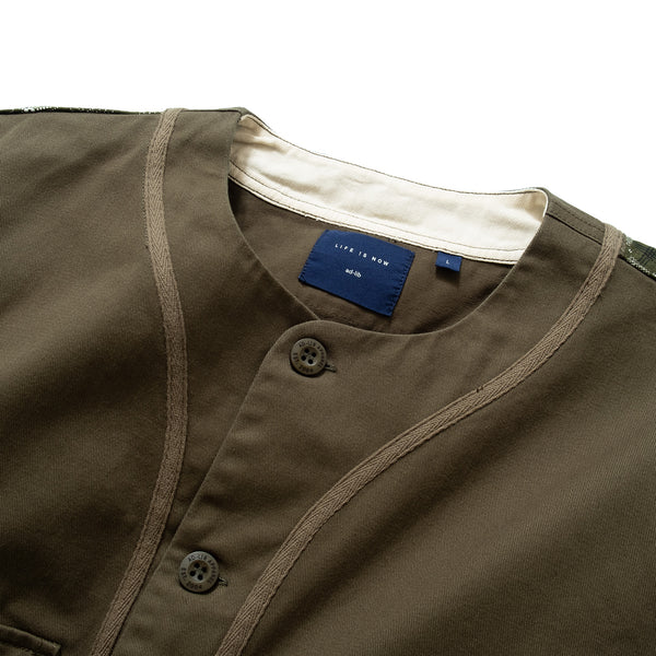 (ST223) Mix Fabric Baseball Shirt