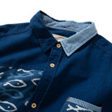(ST266) Indigo Pattern Patchwork Shirt
