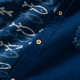 (ST266) Indigo Pattern Patchwork Shirt
