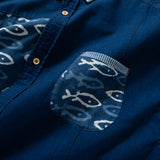 (ST266) Indigo Pattern Patchwork Shirt