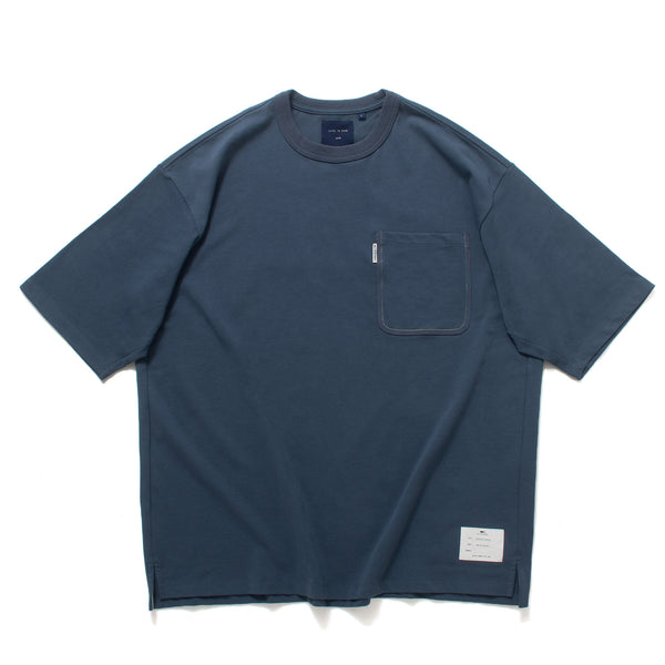 (TP573) Color Stitching Pocket Oversize Tee