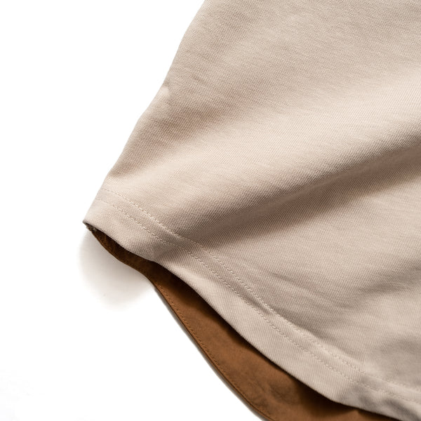(TP740) Neck Trimmed Cropped Sleeve Tee