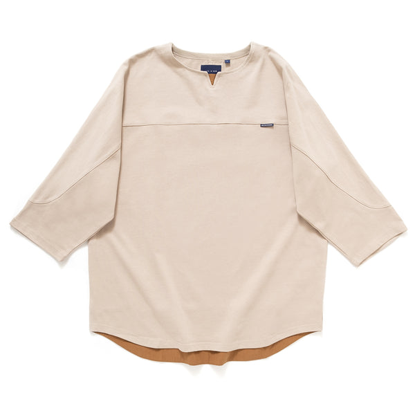 (TP740) Neck Trimmed Cropped Sleeve Tee