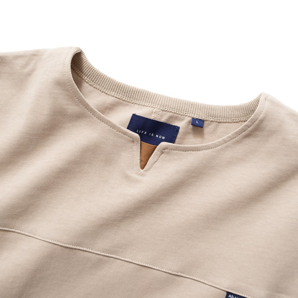 (TP740) Neck Trimmed Cropped Sleeve Tee