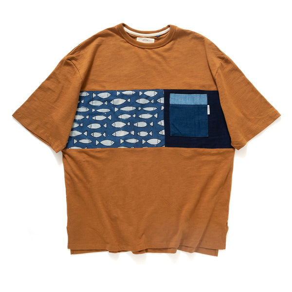 (TP952) Indigo Pattern Panel Tee