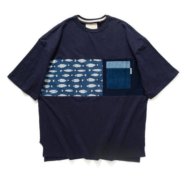 (TP952) Indigo Pattern Panel Tee