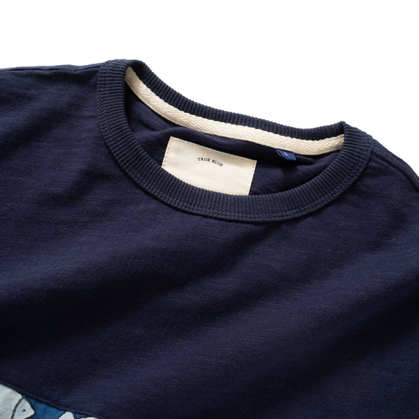 (TP952) Indigo Pattern Panel Tee