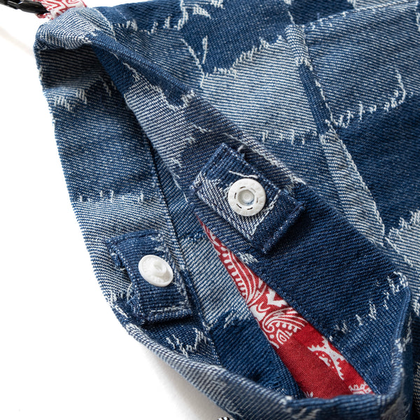 (YB455) Denim Patch Fabric Sacoche