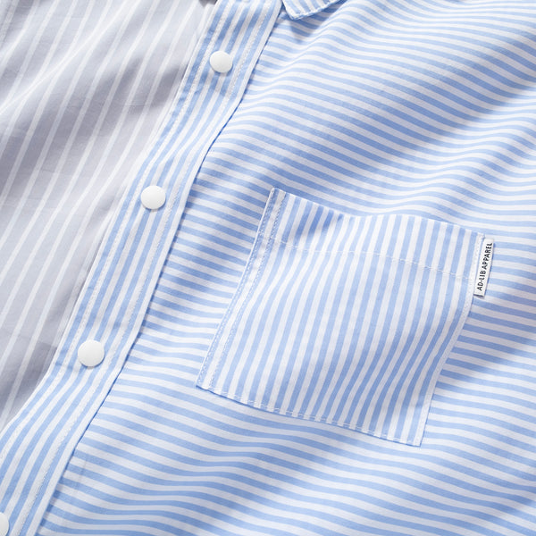 (YS276) Stripe Colorblock Pocket Shirt