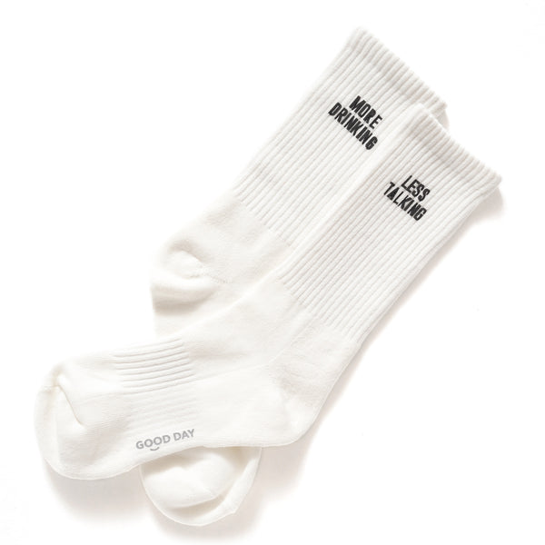 (ZA070) Less Talking More Drinking Message Socks