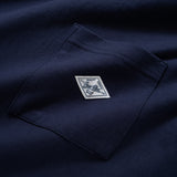 (ZT1014) Indigo Pattern Sleeve Trim Tee