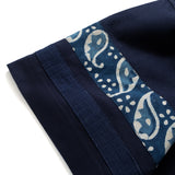 (ZT1014) Indigo Pattern Sleeve Trim Tee