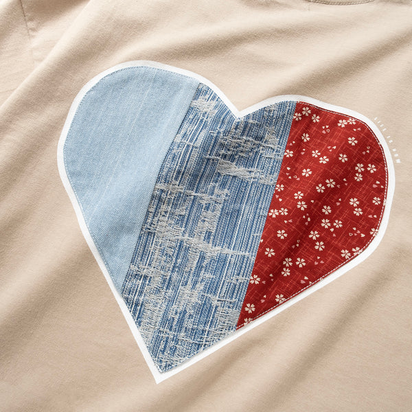(ZT1024) Heart Shape Patchwork Tee