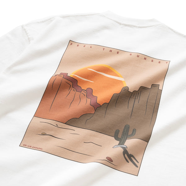 (ZT1084) Feel the Sunset Graphic Two Pockets Tee