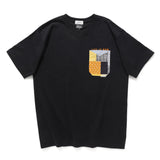 (ZT1094) Embroidery Patchwork Pocket Tee