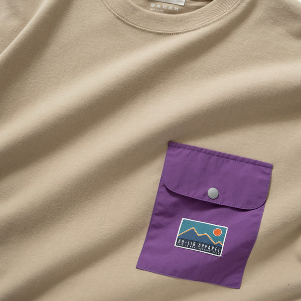(ZT1107) Mountain Landscape Graphic Flap Pocket Tee