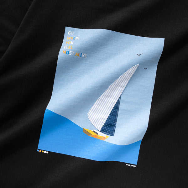 (ZT1112) Sailboat Graphic Patchwork Tee