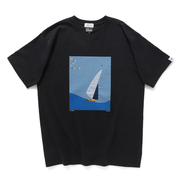 (ZT1112) Sailboat Graphic Patchwork Tee