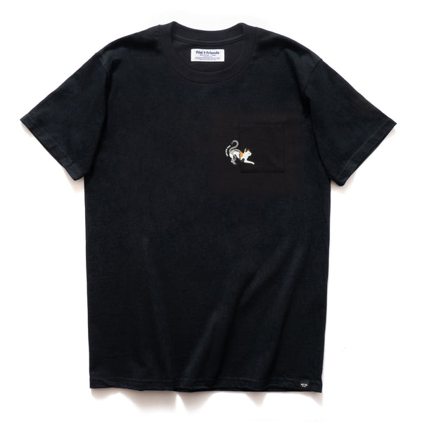 (ZT462) Calico Cat Skeleton Pocket Tee