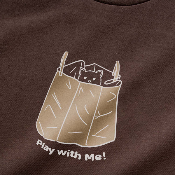 (ZT991) Paper Bag Cat Play with Me Graphic Tee